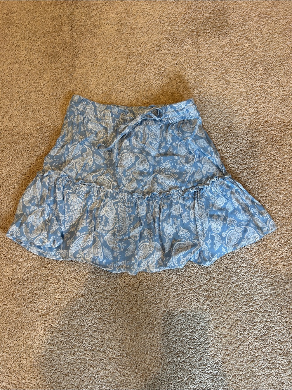 Zara Light Blue Paisley Ruffle Skater Skirt